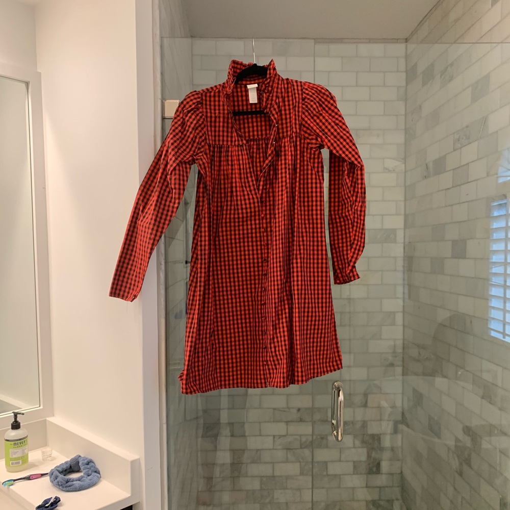 NWOT taffeta H&M gingham red dress xs